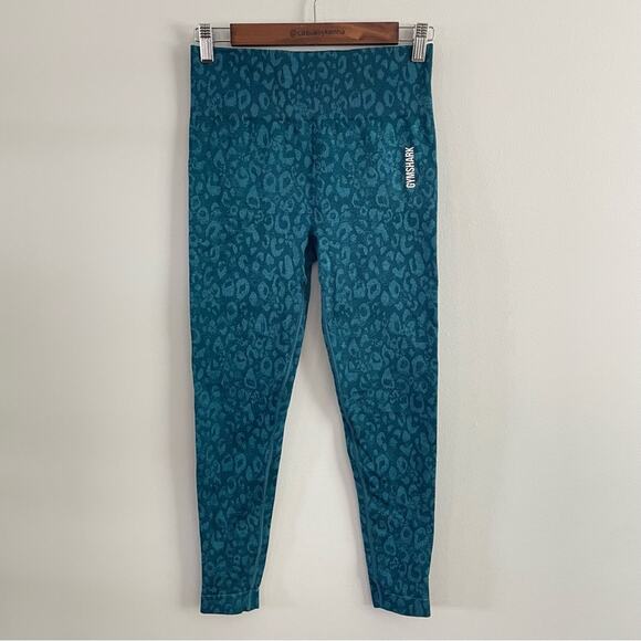 Gymshark | Women’s The Adapt Animal Seamless Leggings Teal Blue Leopard Cheetah - Picture 3 of 11